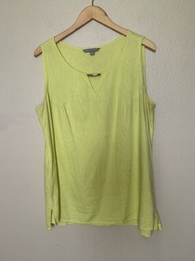 Valerie Stevens L Tank Top with Bar Accent in Lime Green